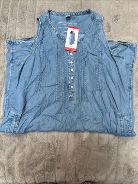 Coldwater Creek Light Blue Chambray Sleeveless Dress tencel jumper Medium